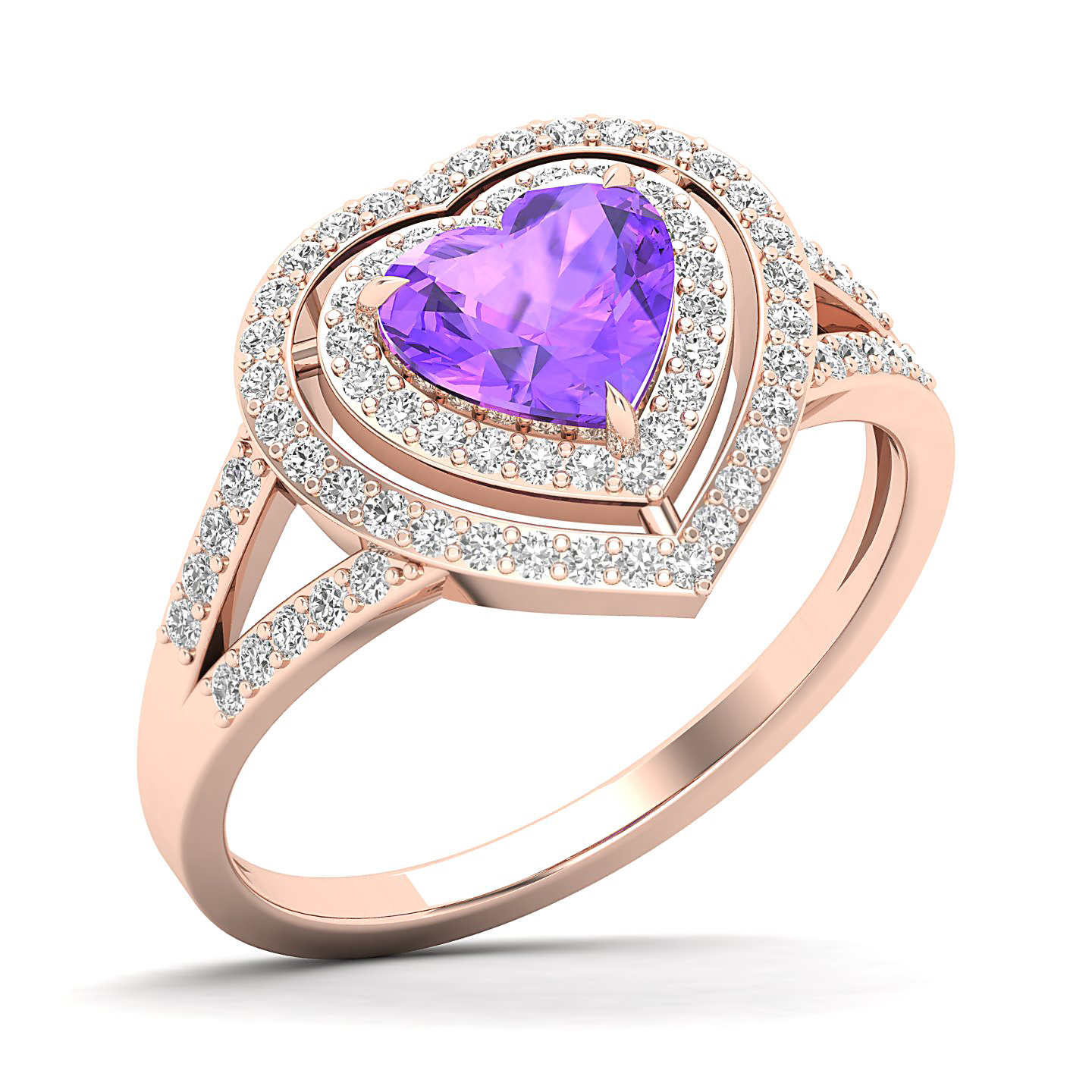 The Heartbeat Split Shank Amethyst Ring