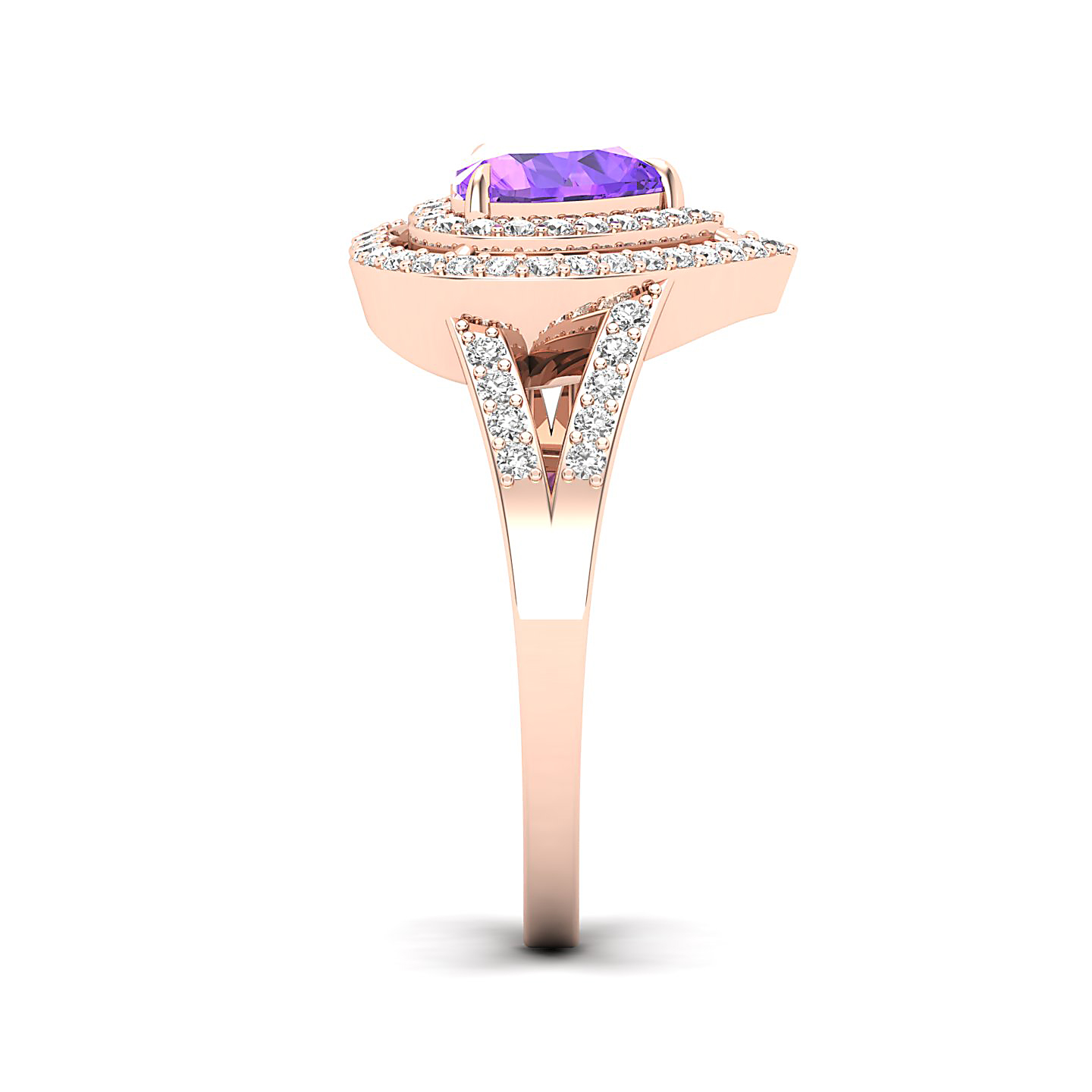The Heartbeat Split Shank Amethyst Ring