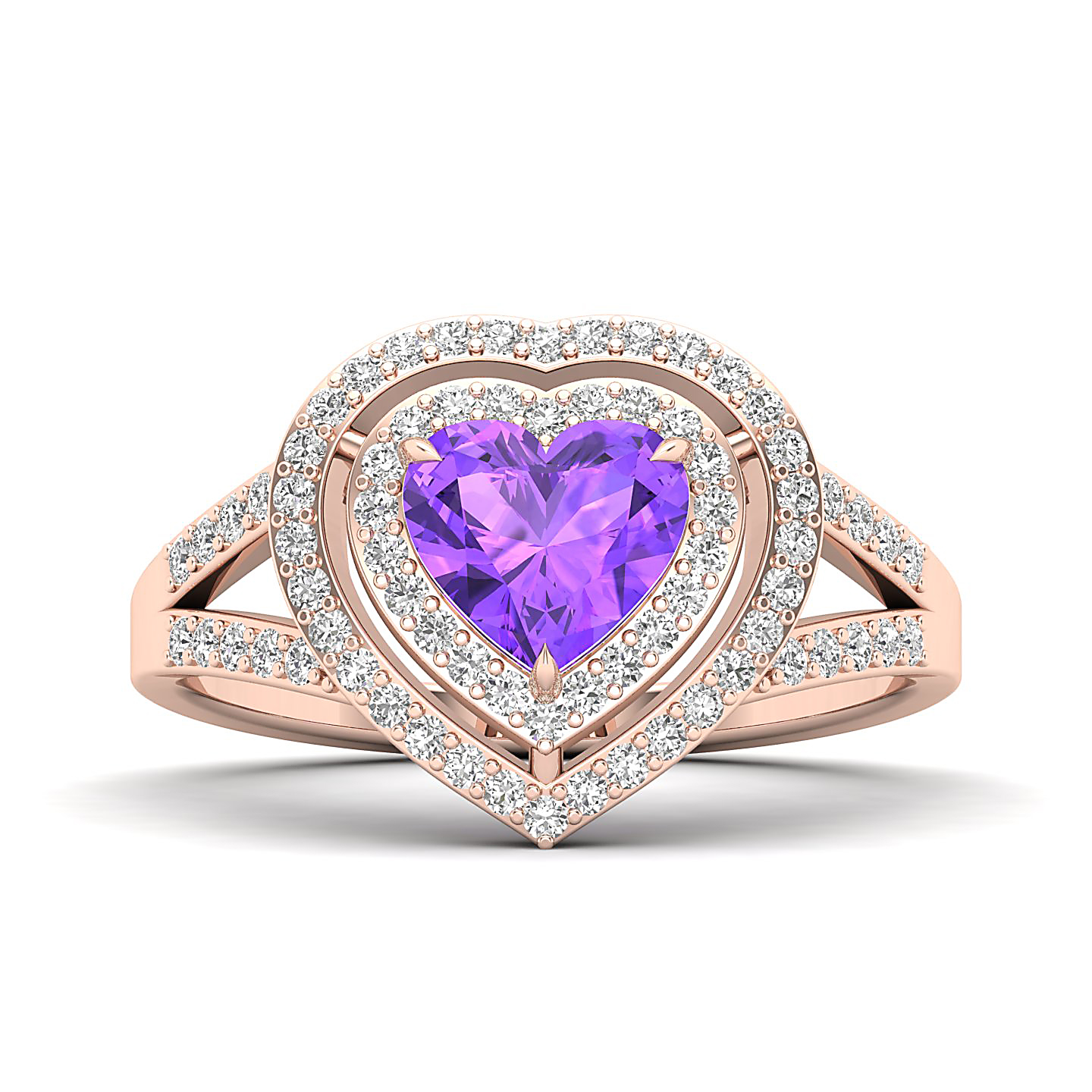 The Heartbeat Split Shank Amethyst Ring
