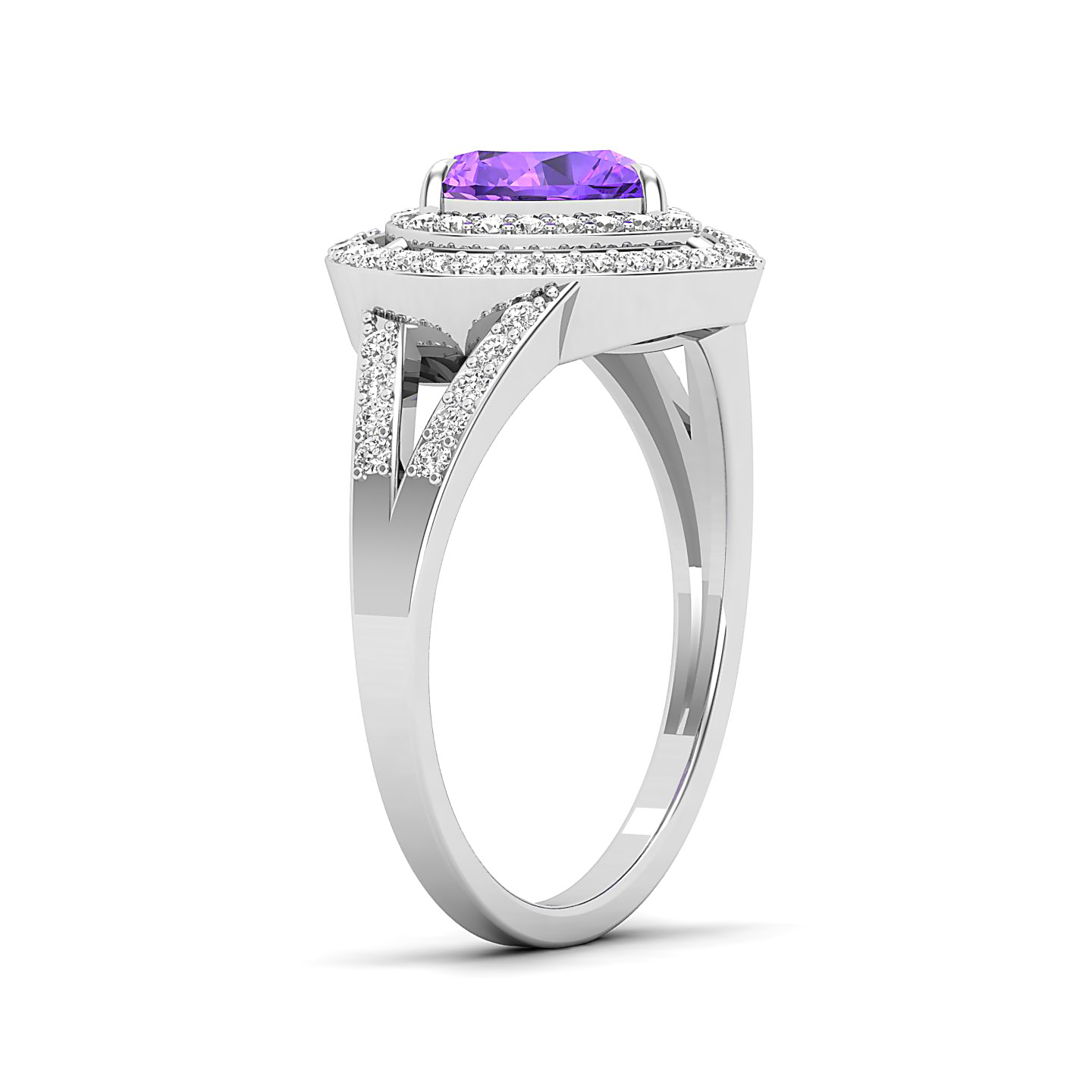 The Heartbeat Split Shank Amethyst Ring