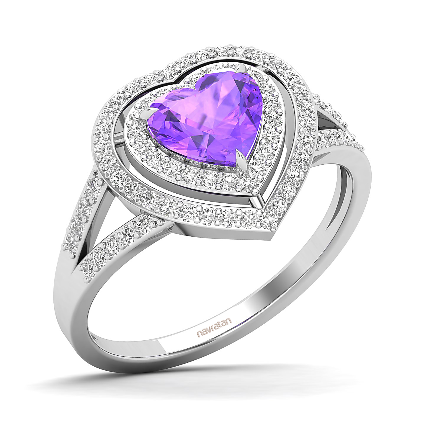 The Heartbeat Split Shank Amethyst Ring