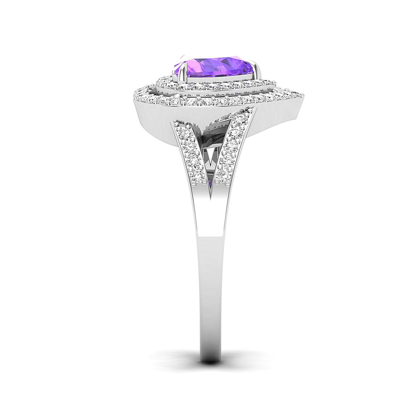 The Heartbeat Split Shank Amethyst Ring