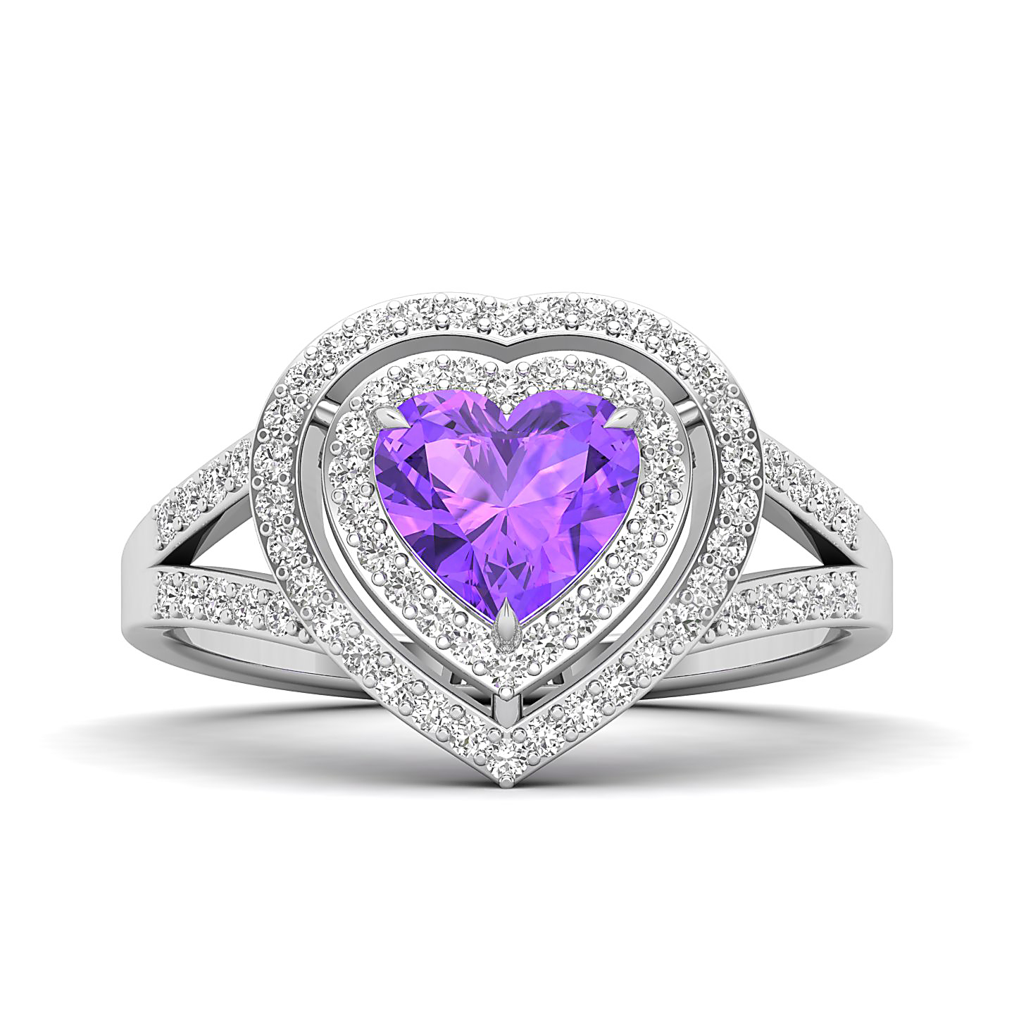 The Heartbeat Split Shank Amethyst Ring