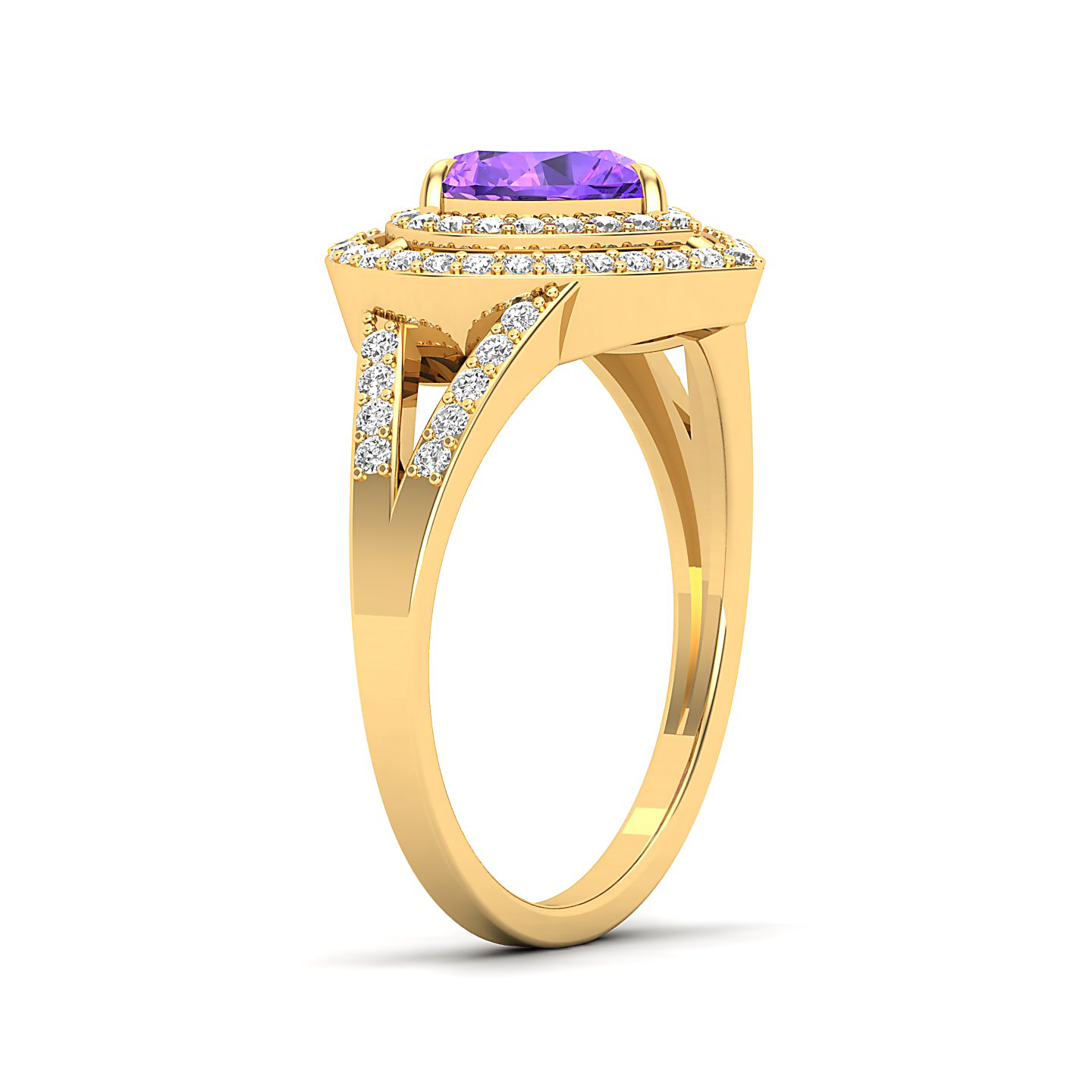 The Heartbeat Split Shank Amethyst Ring