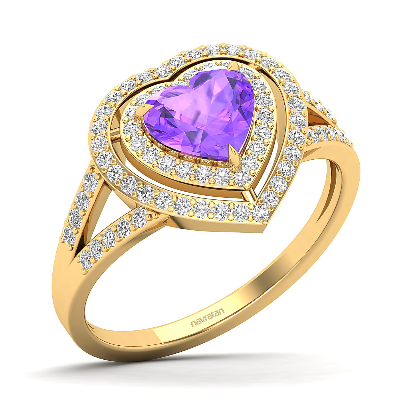 The Heartbeat Split Shank Amethyst Ring