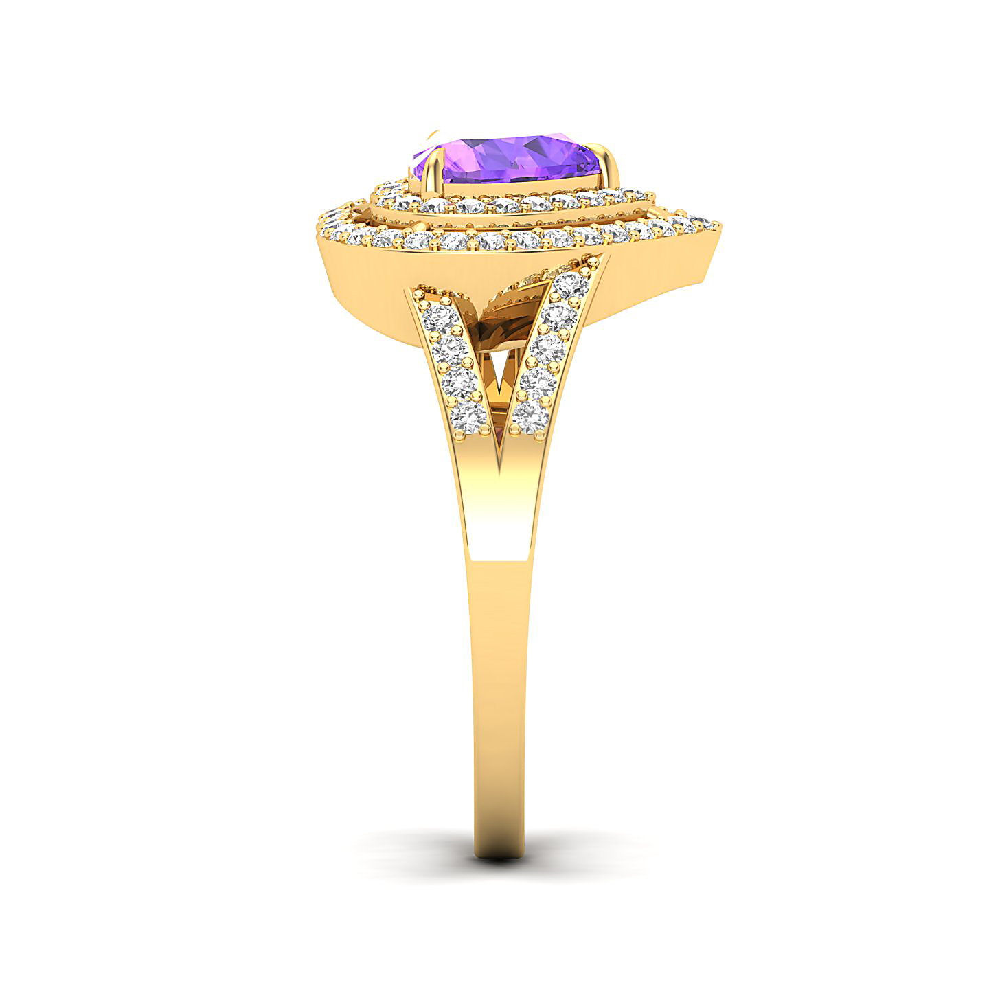The Heartbeat Split Shank Amethyst Ring