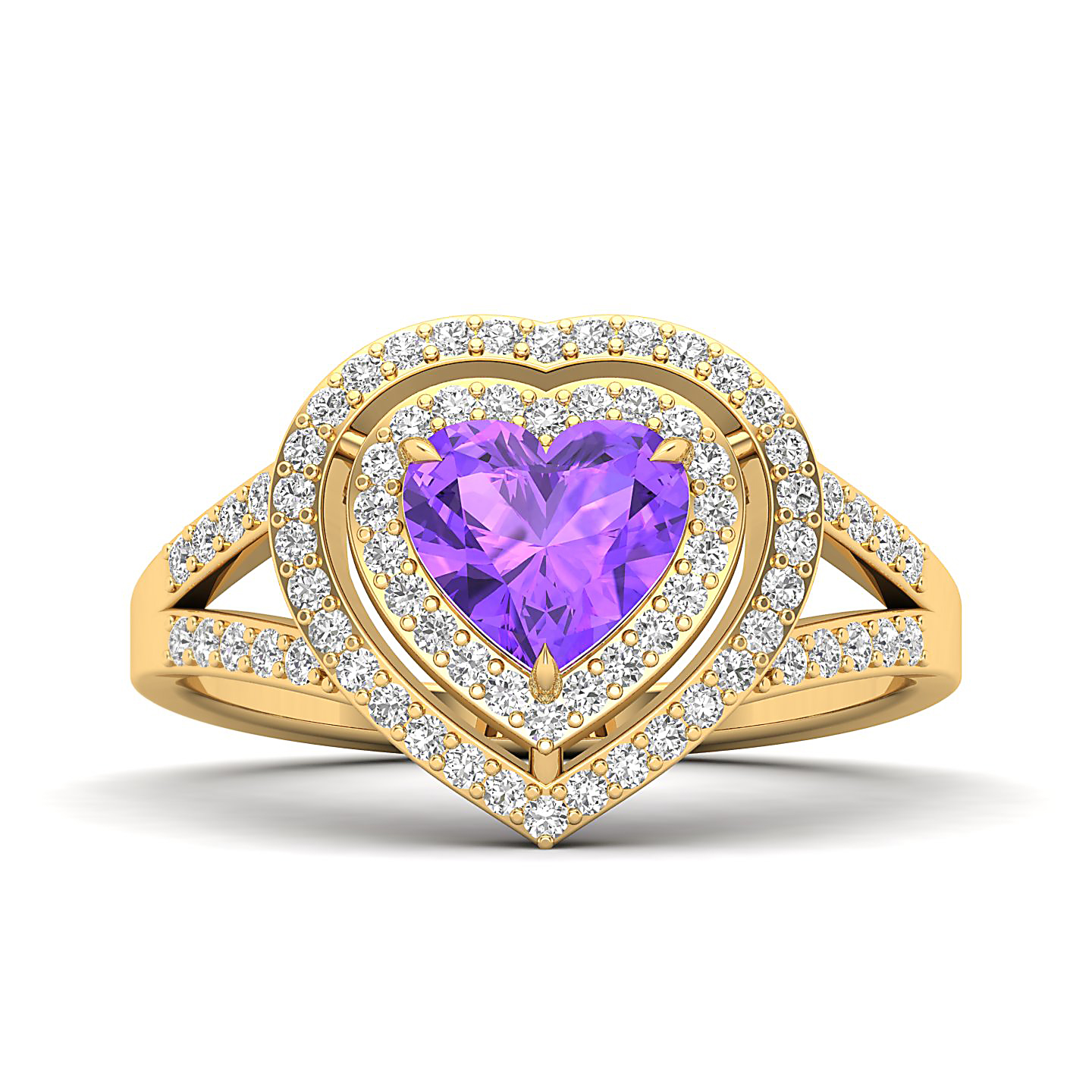 The Heartbeat Split Shank Amethyst Ring