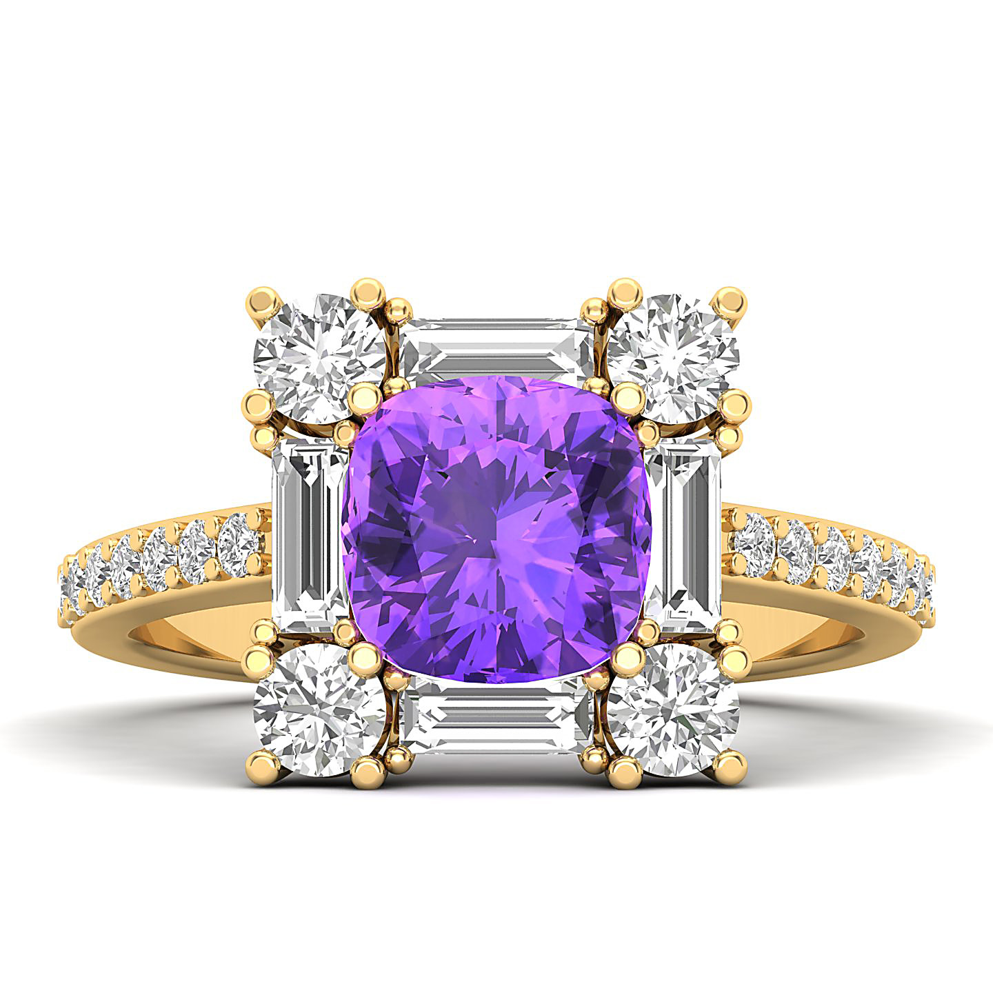 The Sparking Cushion Amethyst Ring