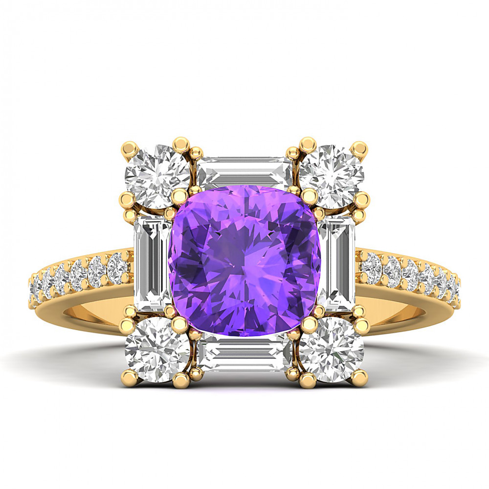 The Sparking Cushion Amethyst Ring