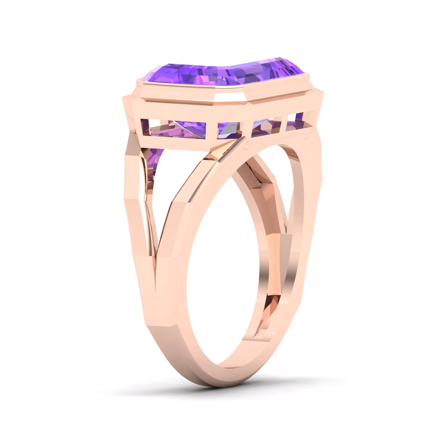 Pristine Split Shank Amethyst Ring