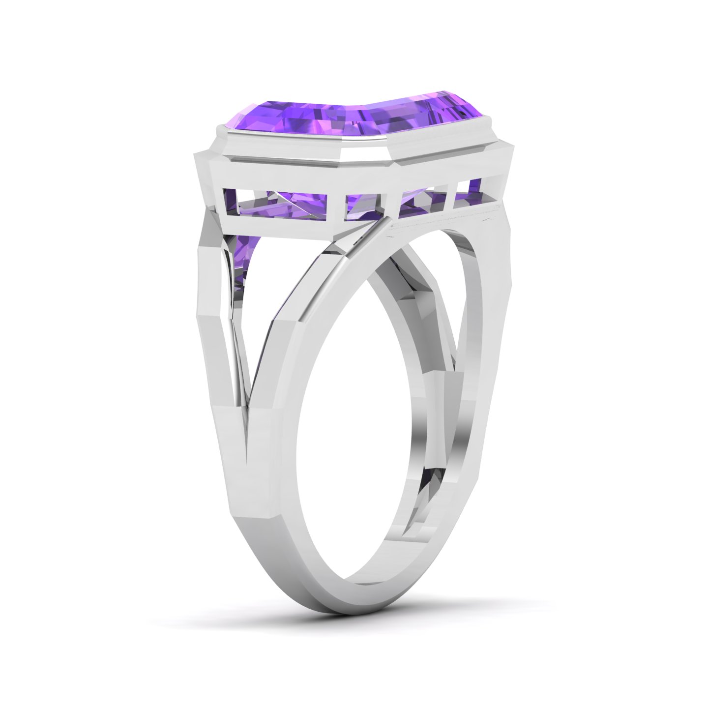 Pristine Split Shank Amethyst Ring