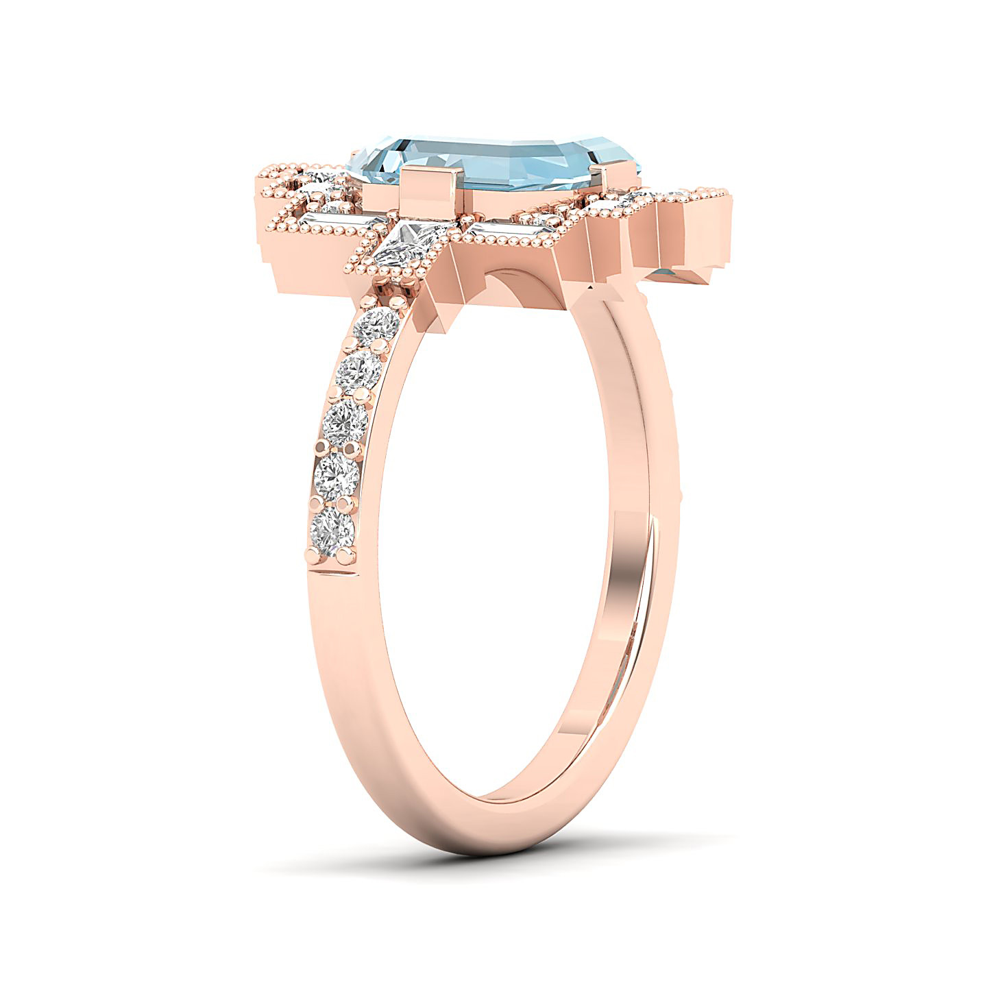 Cultured Art deco Aquamarine Ring