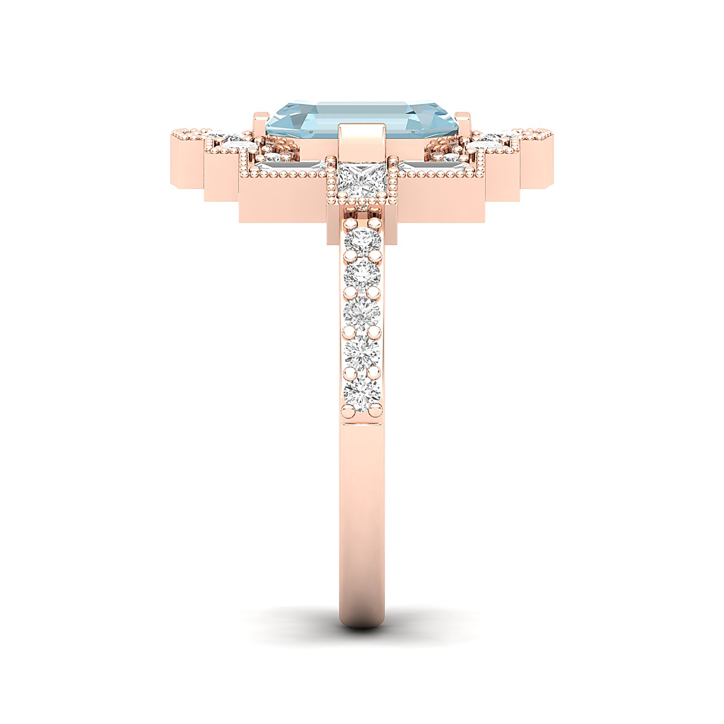 Cultured Art deco Aquamarine Ring