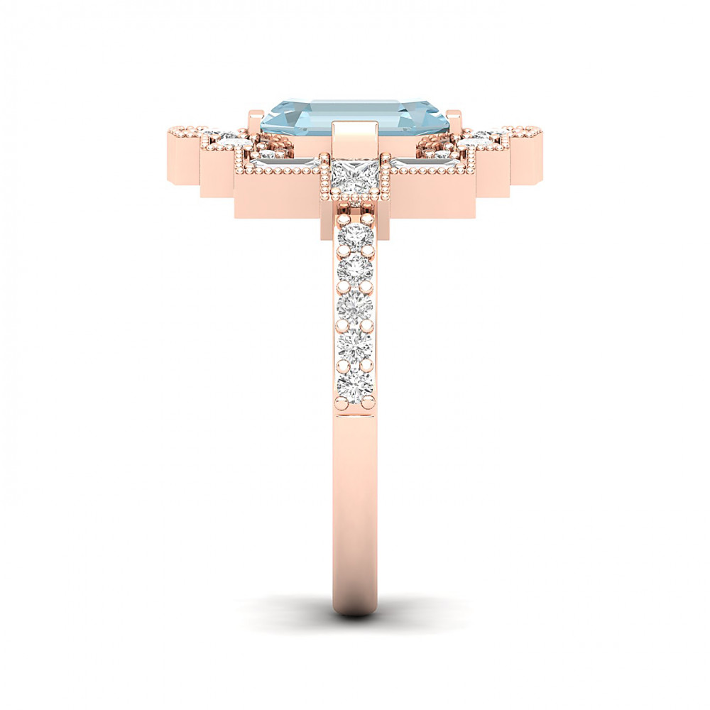 Cultured Art deco Aquamarine Ring