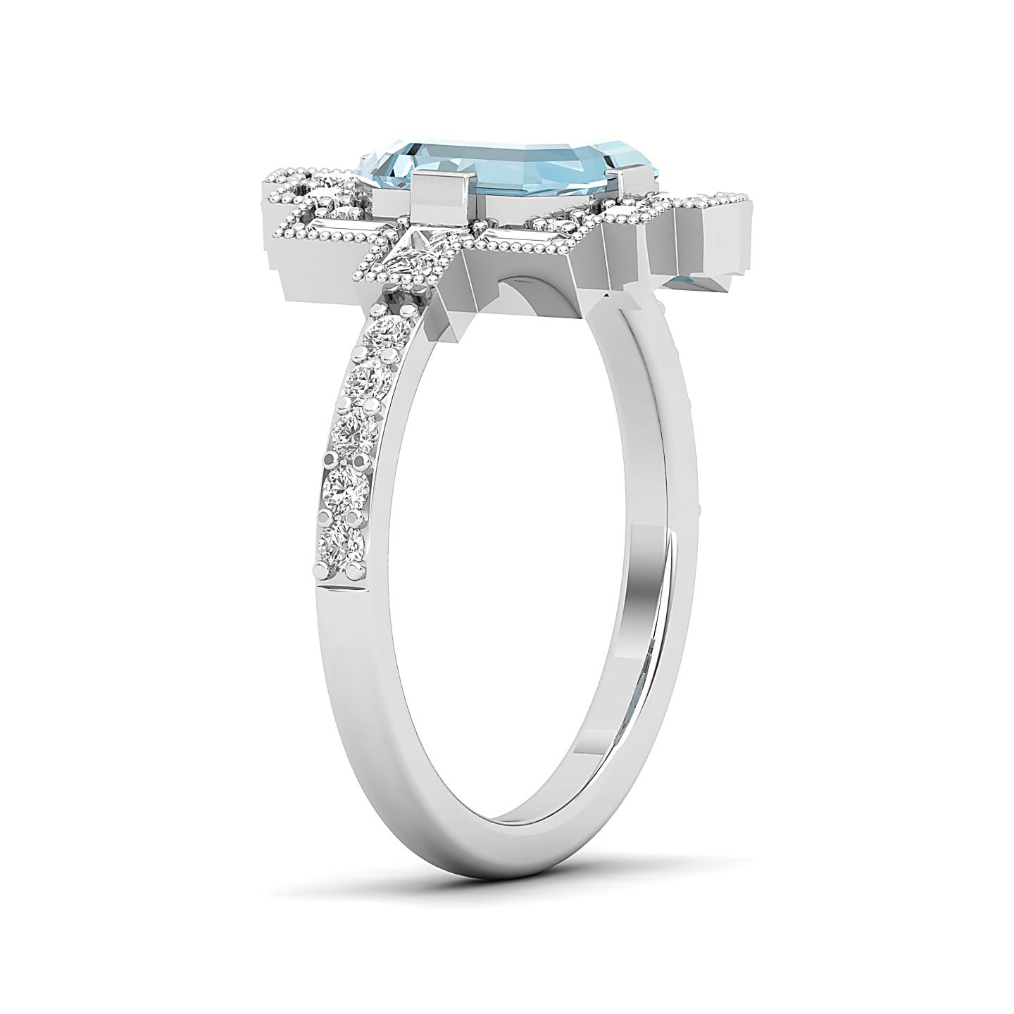 Cultured Art deco Aquamarine Ring