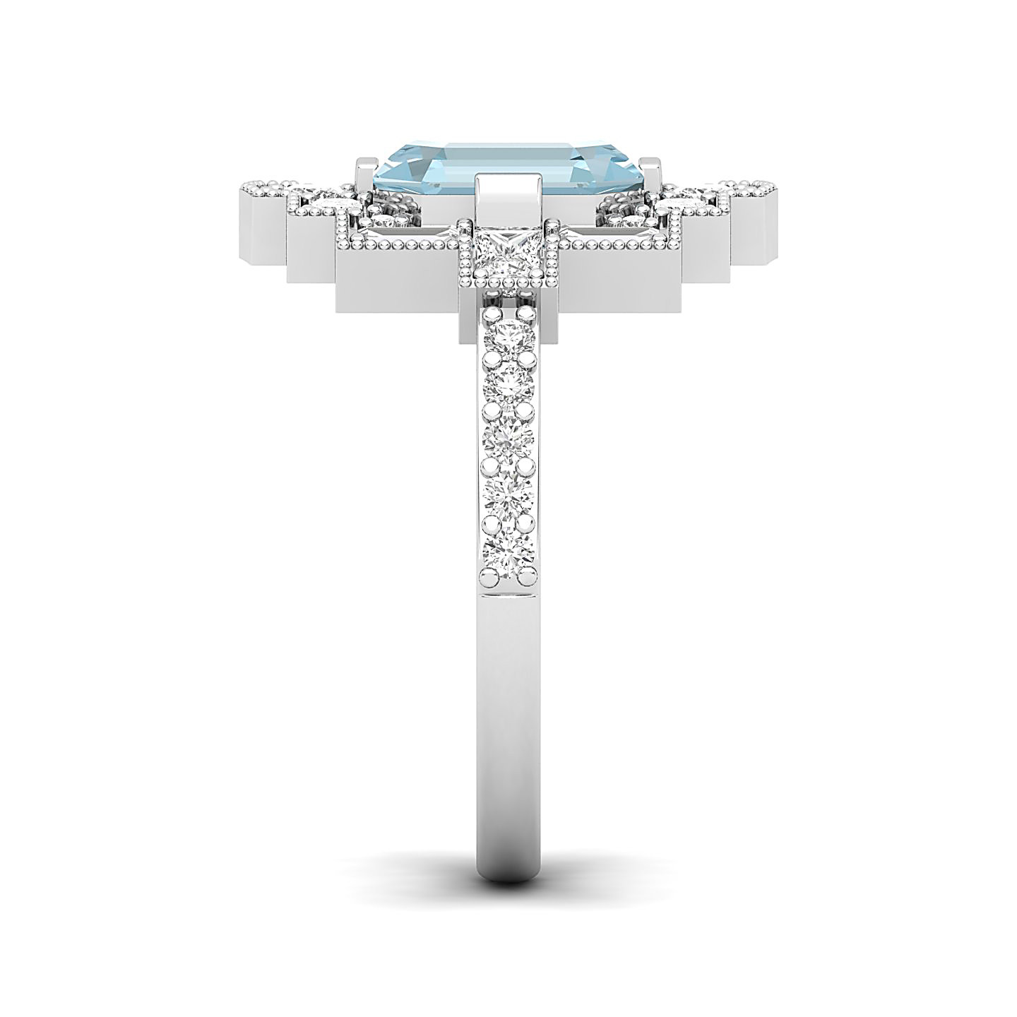 Cultured Art deco Aquamarine Ring