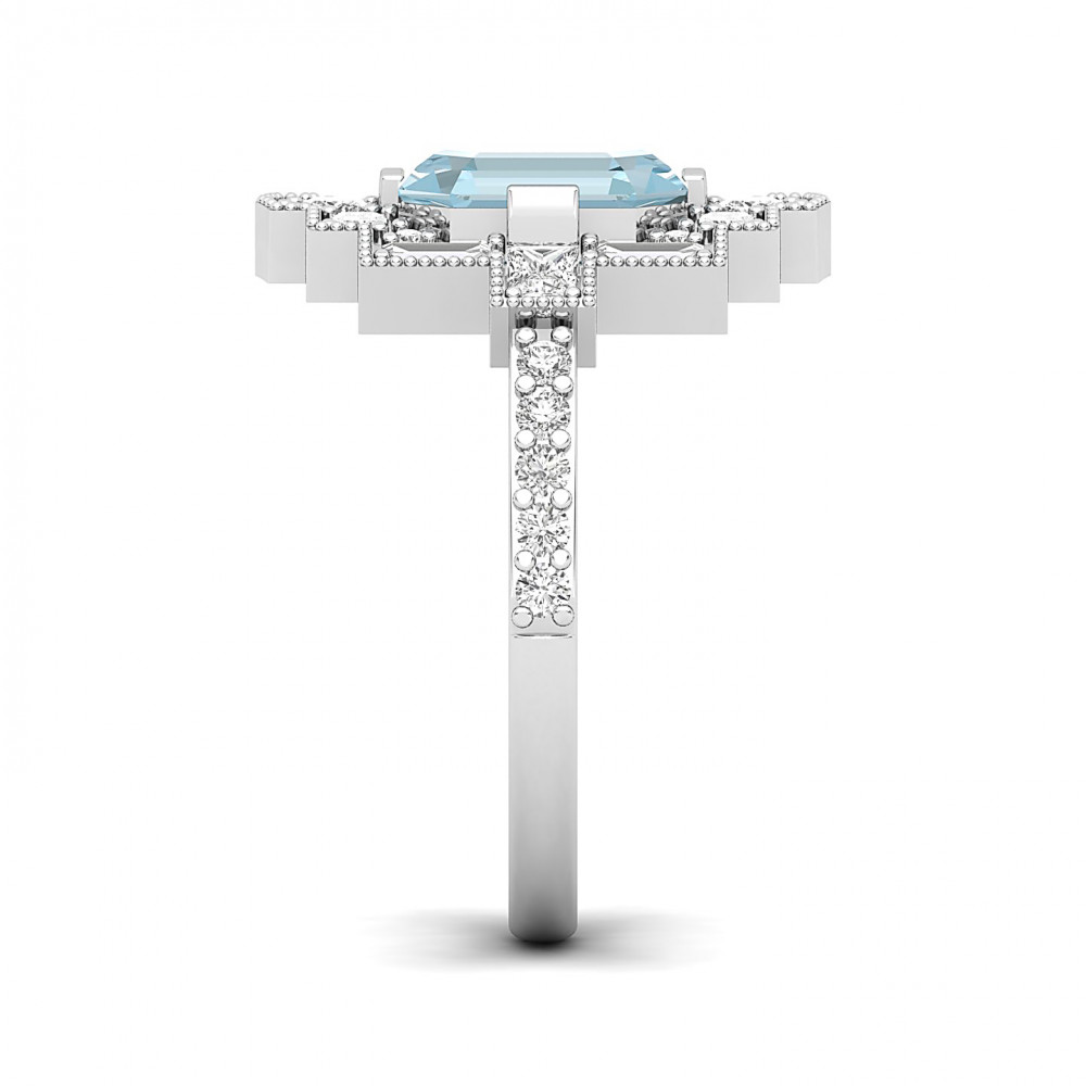 Cultured Art deco Aquamarine Ring