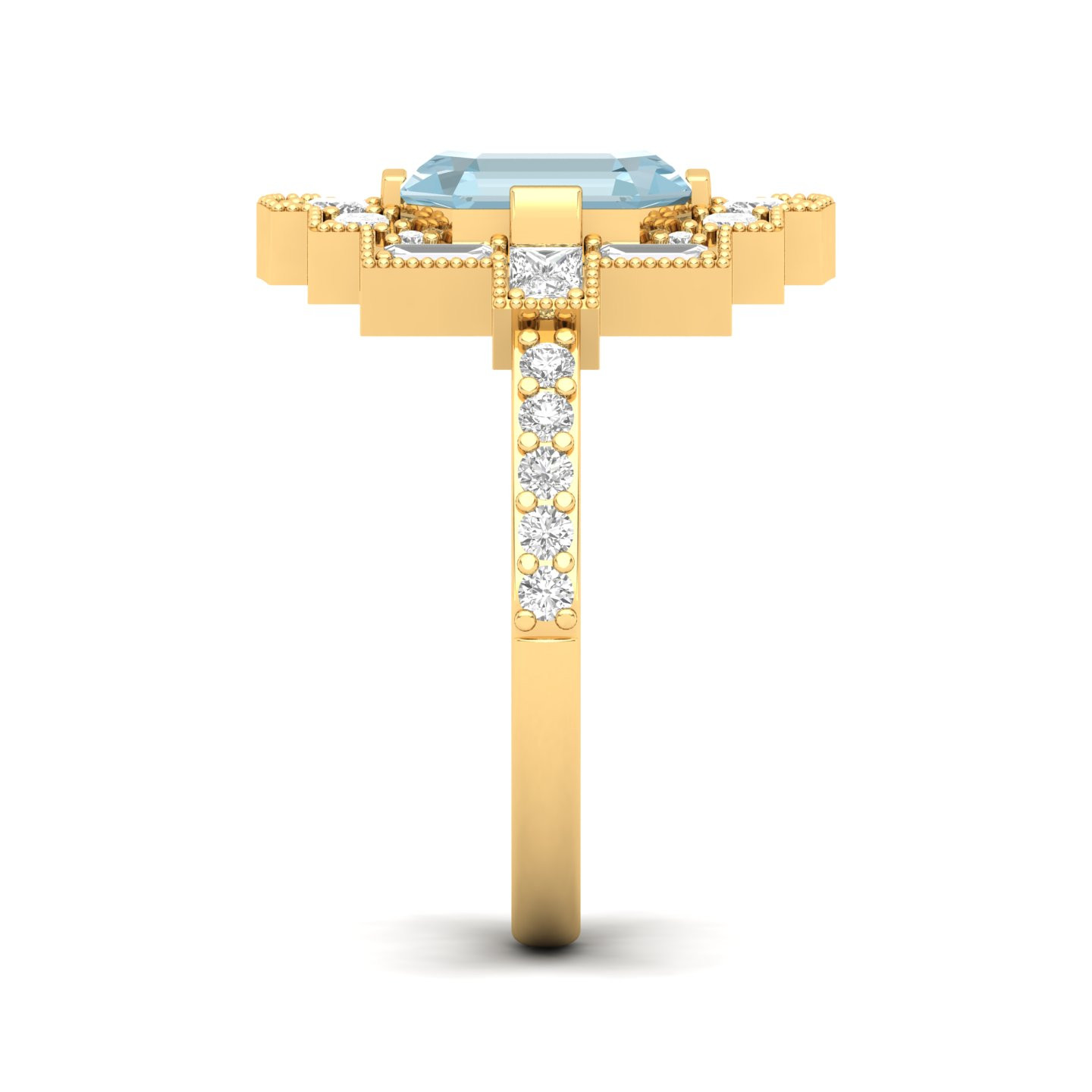 Cultured Art deco Aquamarine Ring