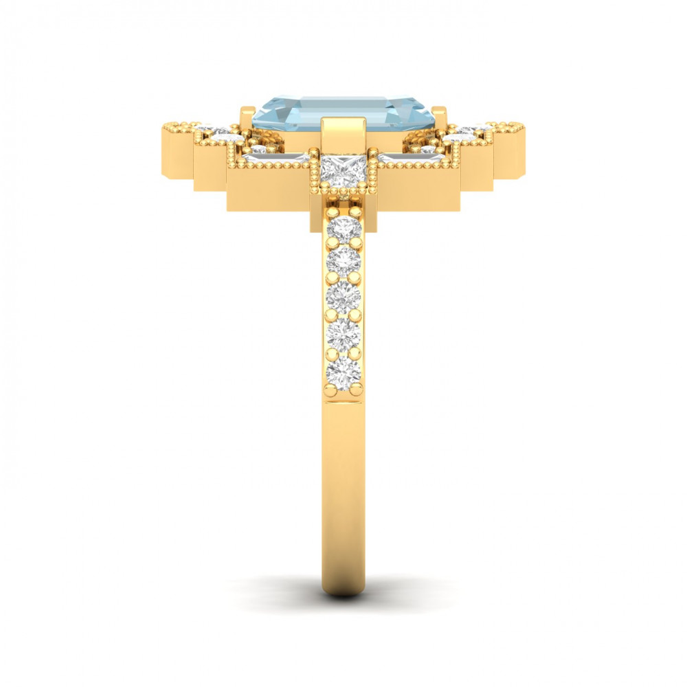 Cultured Art deco Aquamarine Ring