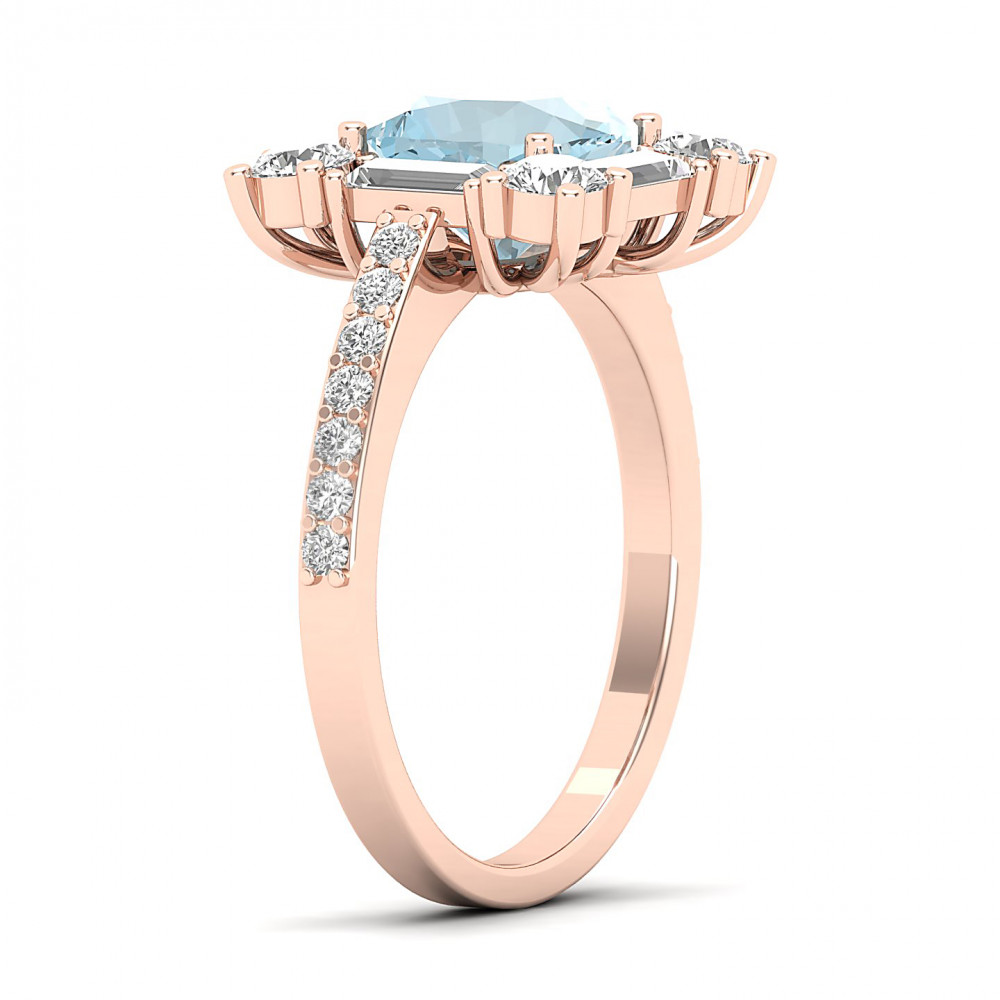 The Sparking Cushion Aquamarine  Ring