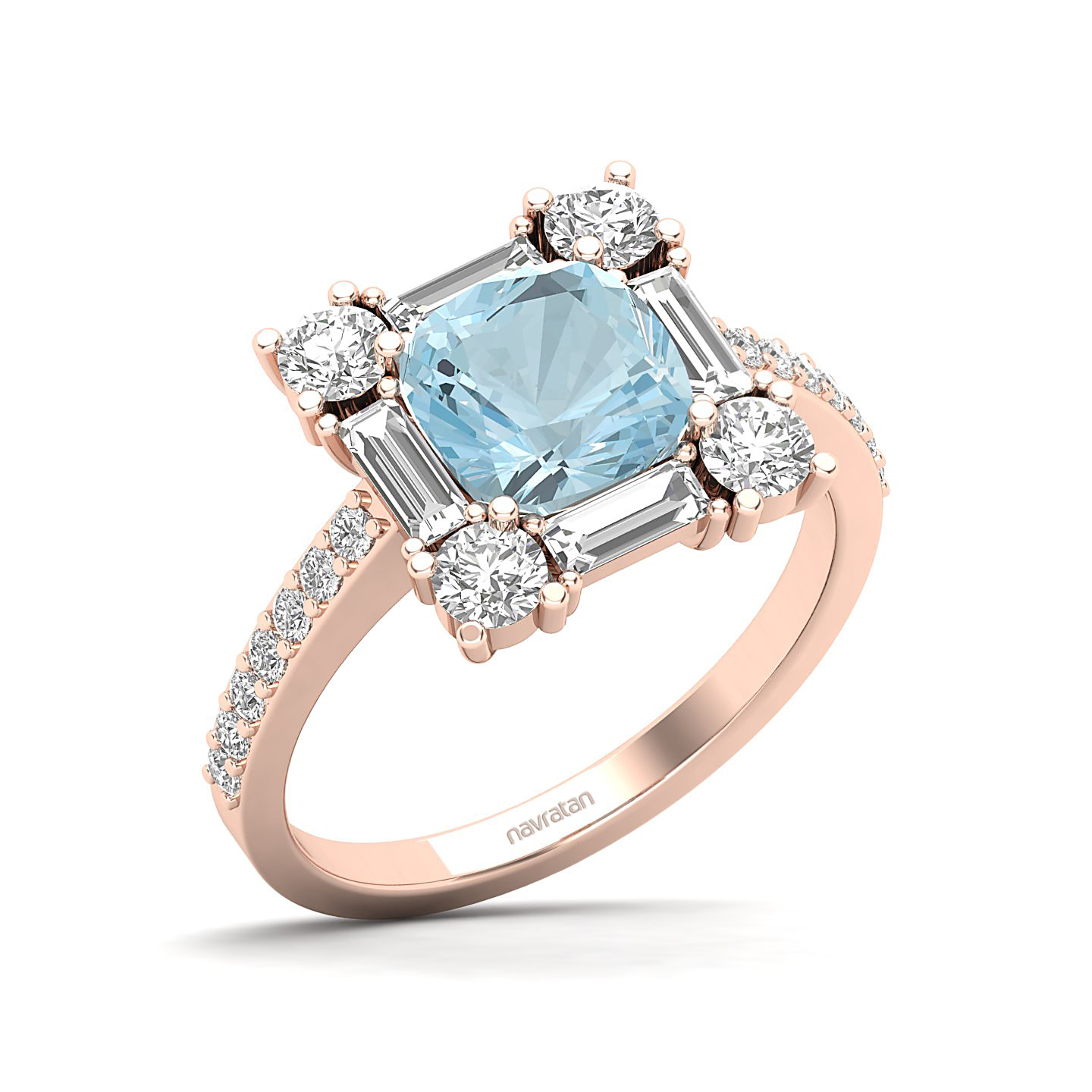 The Sparking Cushion Aquamarine Ring