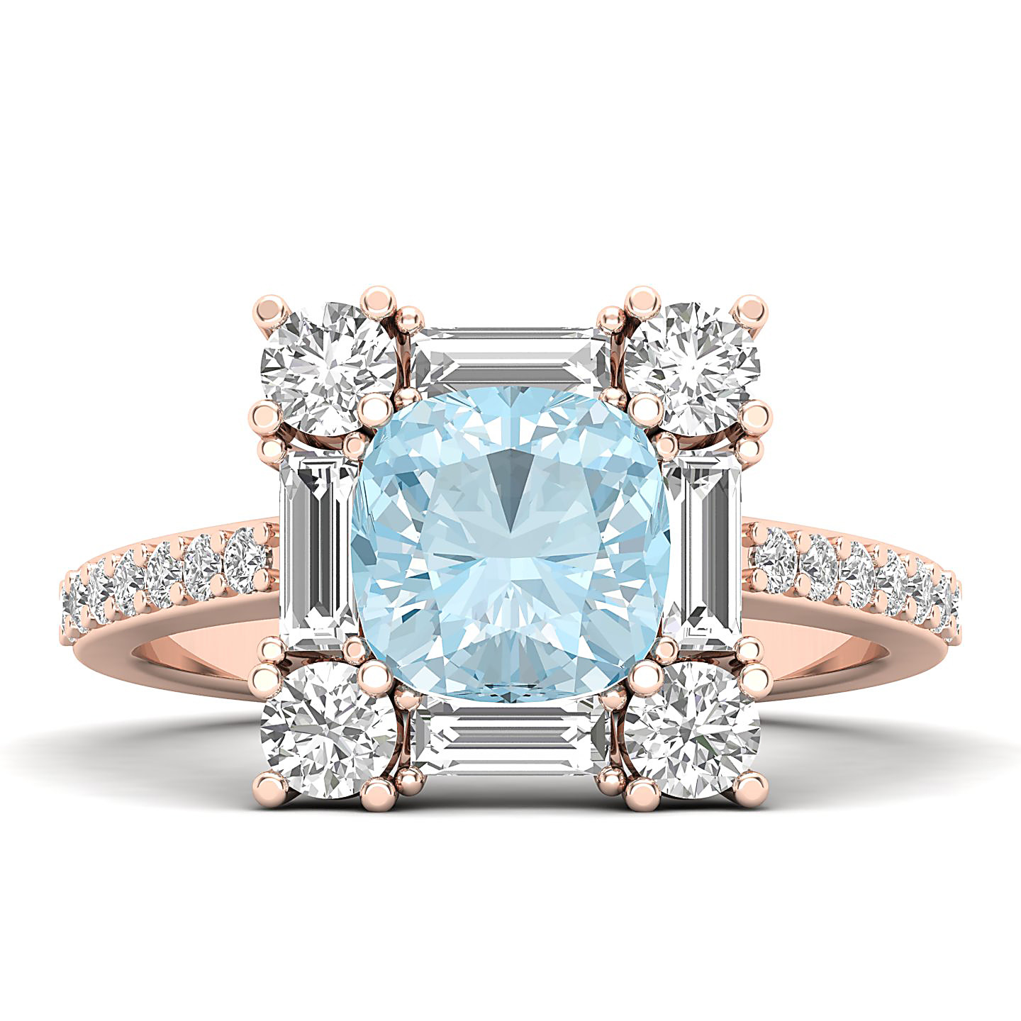 The Sparking Cushion Aquamarine Ring