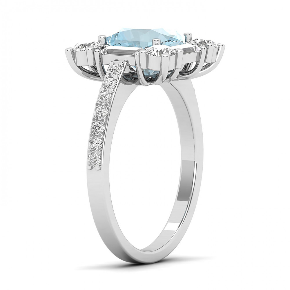 The Sparking Cushion Aquamarine  Ring