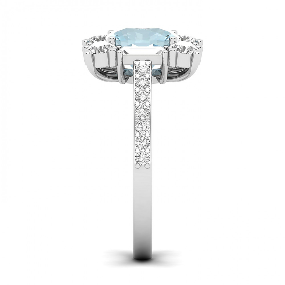 The Sparking Cushion Aquamarine  Ring