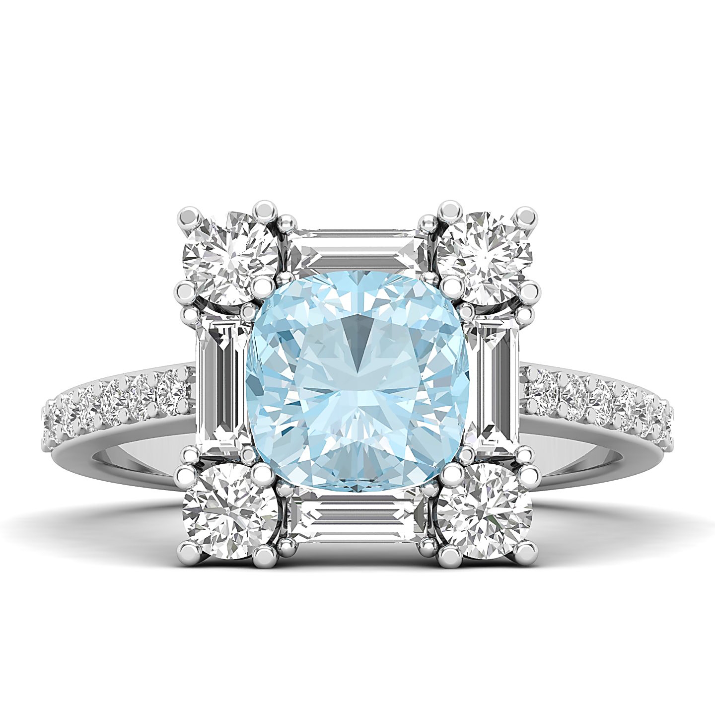 The Sparking Cushion Aquamarine Ring
