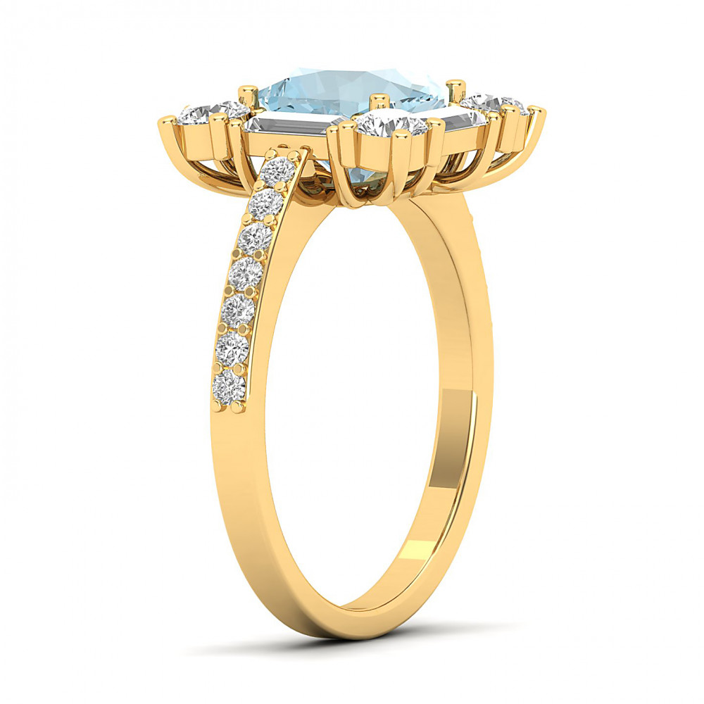 The Sparking Cushion Aquamarine  Ring