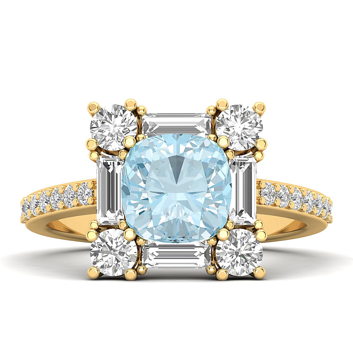 The Sparking Cushion Aquamarine Ring