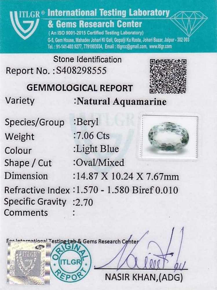 Aquamarine - 7.06 Carat
