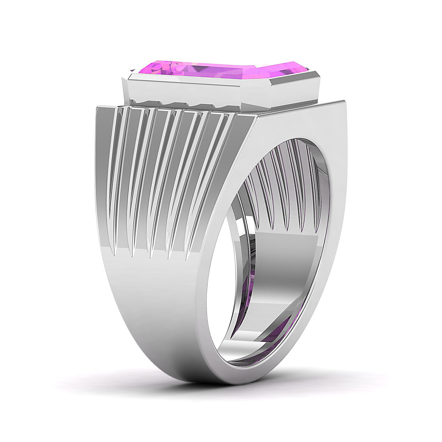 Aurora Bloom Stylish Band Pink Sapphire Ring
