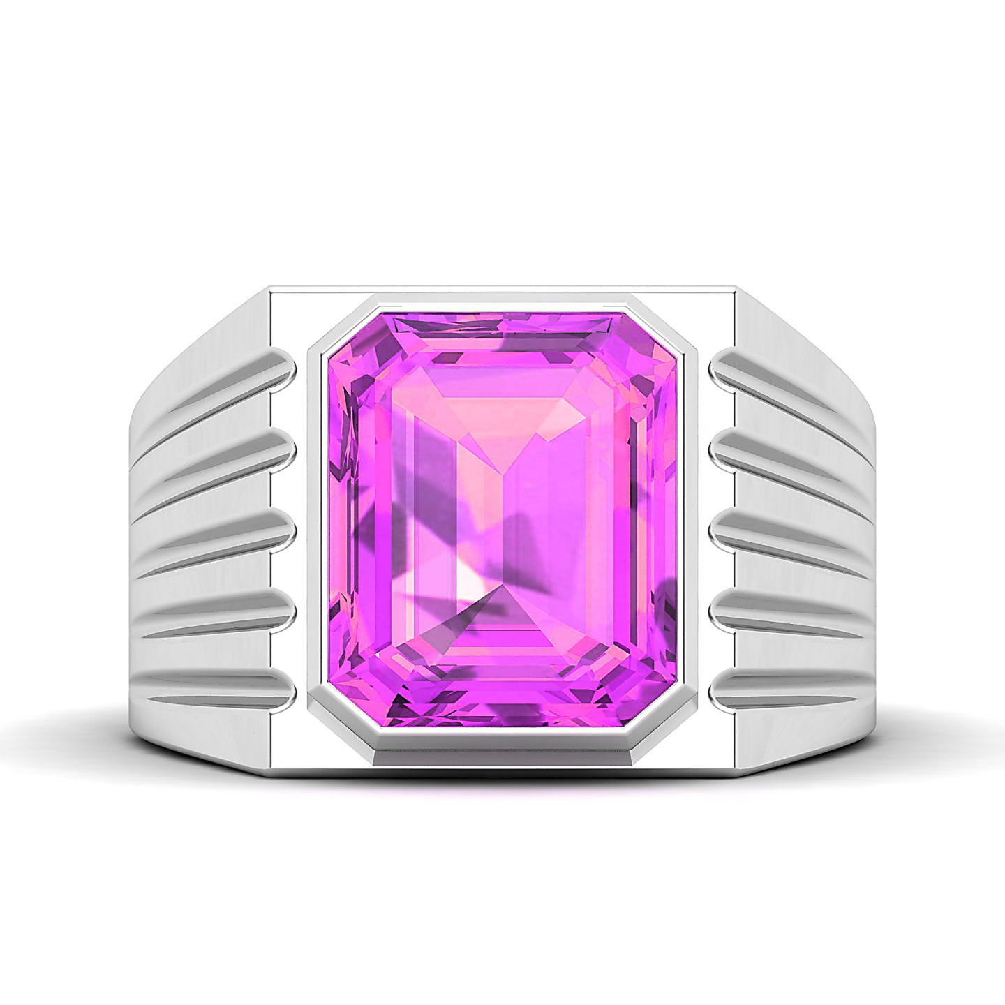 Aurora Bloom Stylish Band Pink Sapphire Ring