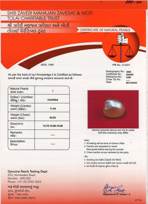 Basra Pearl - 11.94 Carat