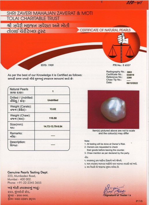 Basra Pearl - 13.02 Carat