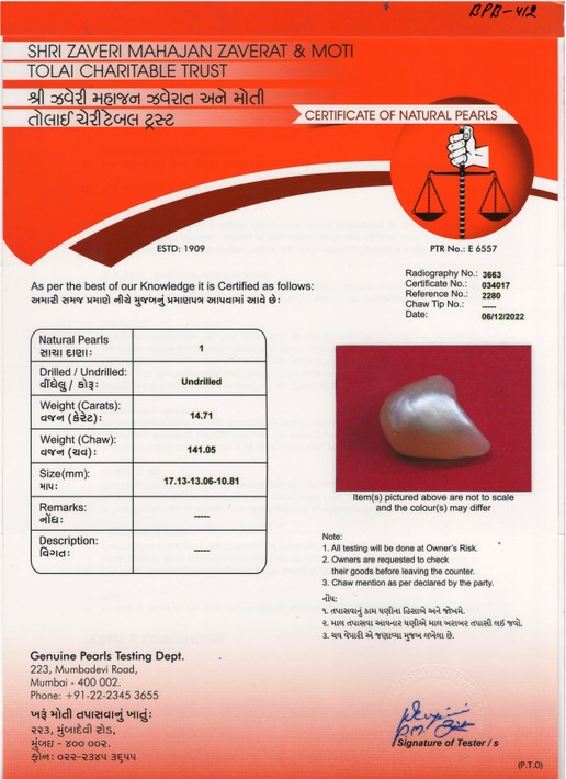 Basra Pearl - 14.71 Carat