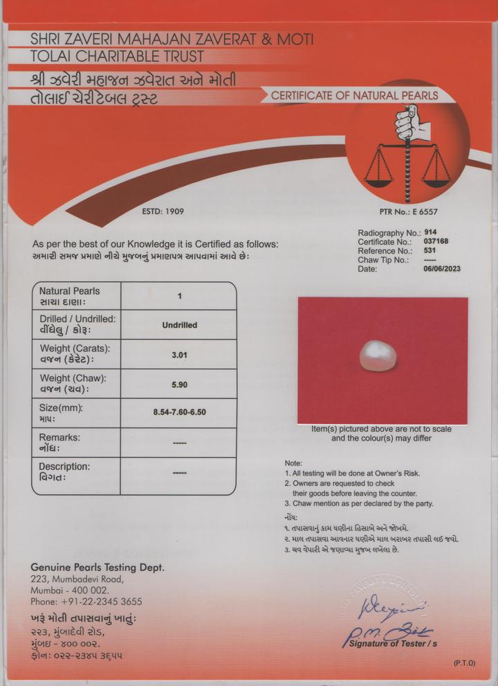 Basra Pearl - 3.01 Carat