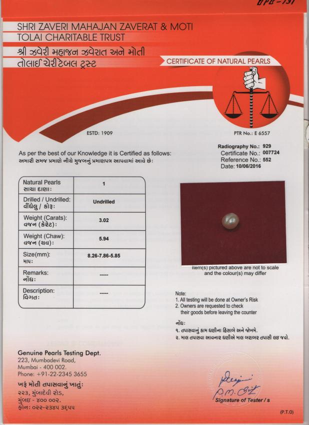 Basra Pearl - 3.02 Carat