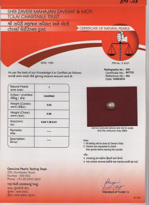 Basra Pearl - 3.03 Carat