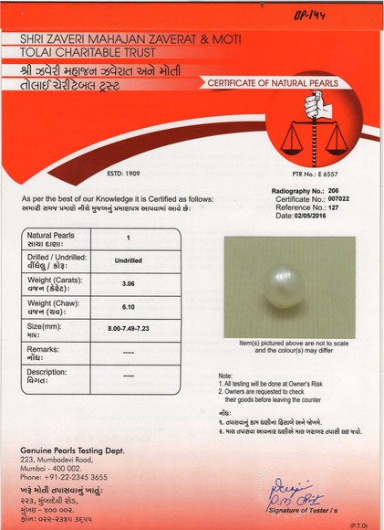 Basra Pearl - 3.06 Carat