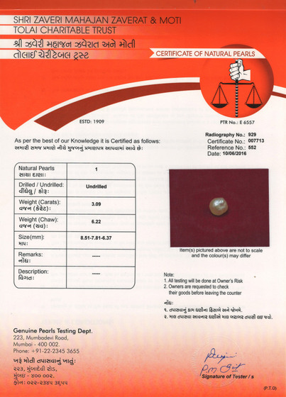 Basra Pearl - 3.09 Carat