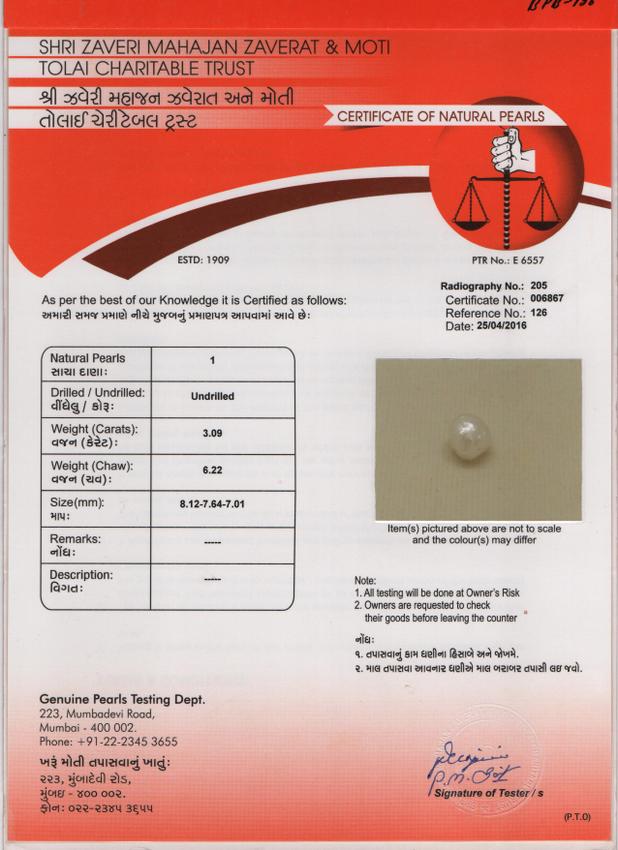 Basra Pearl - 3.09 Carat