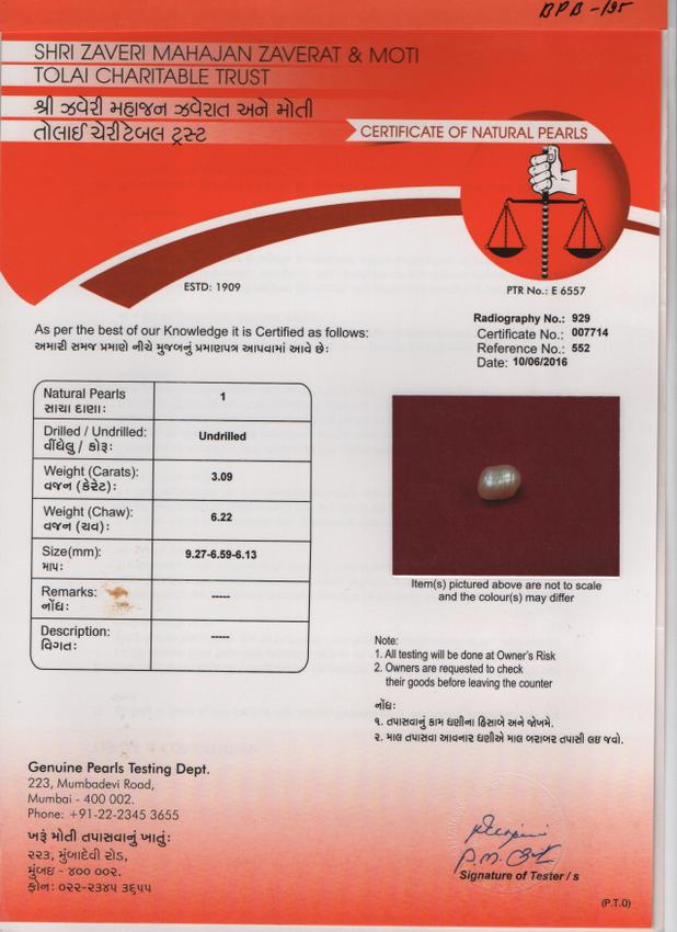 Basra Pearl - 3.09 Carat
