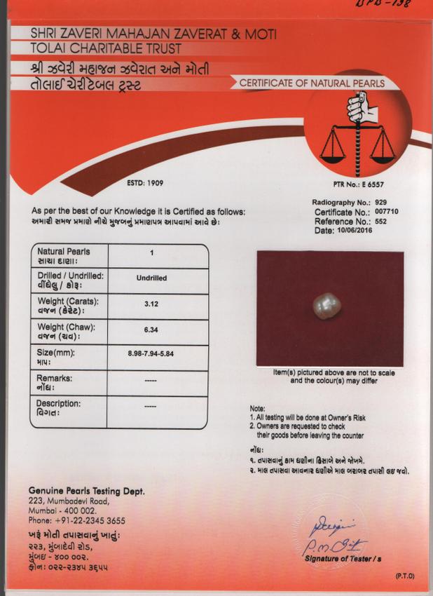 Basra Pearl - 3.12 Carat