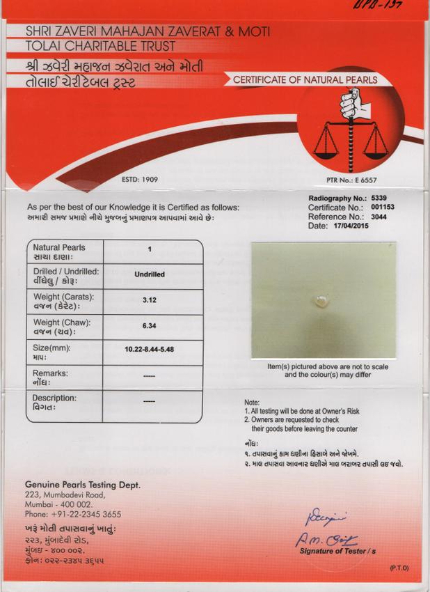 Basra Pearl - 3.12 Carat