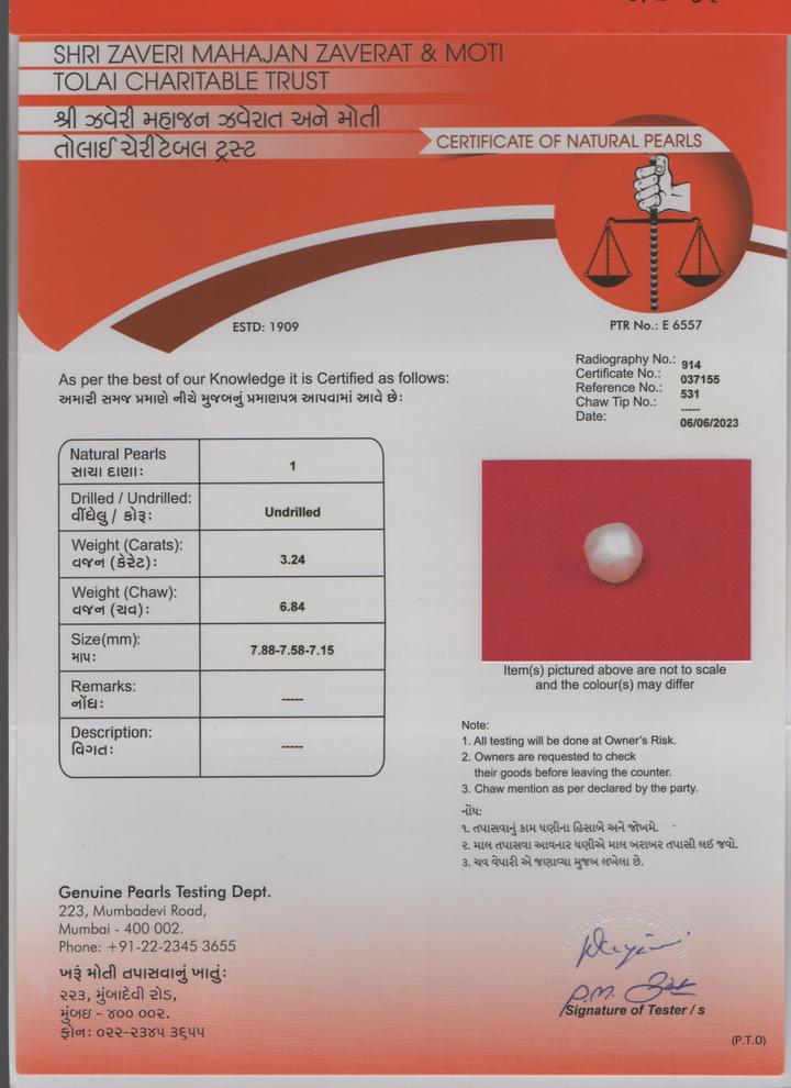 Basra Pearl - 3.24 Carat