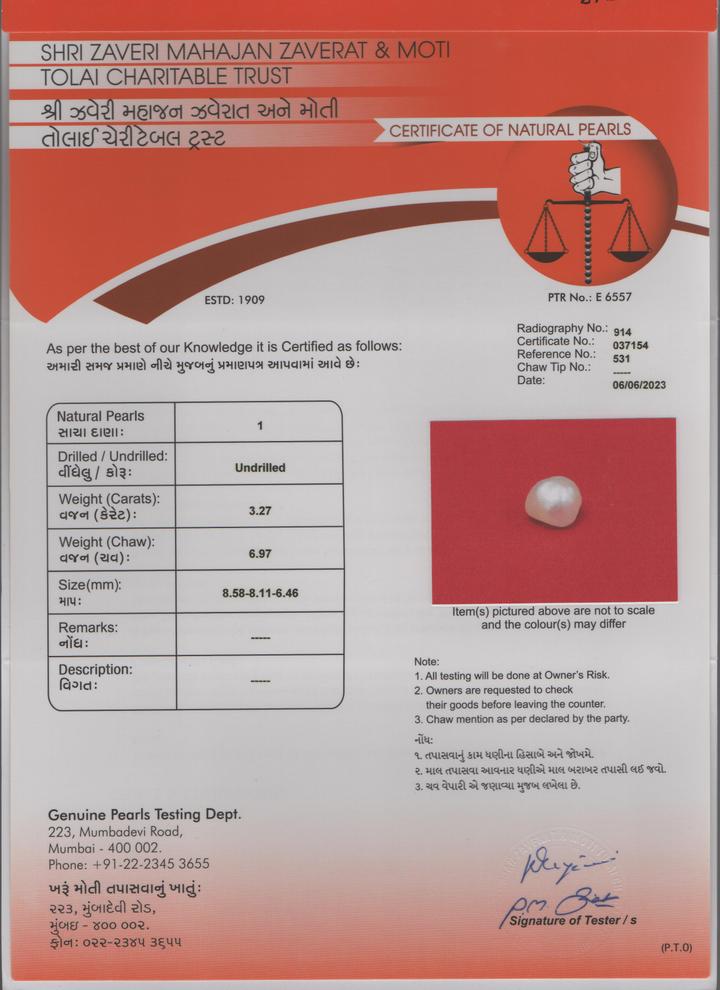Basra Pearl - 3.27 Carat