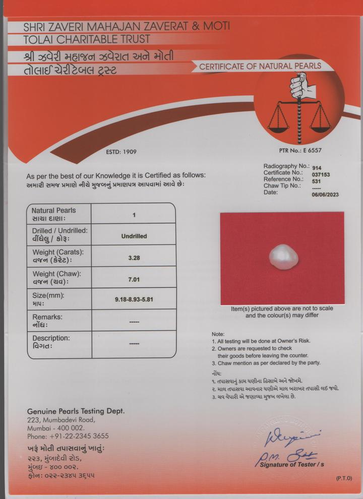 Basra Pearl - 3.28 Carat