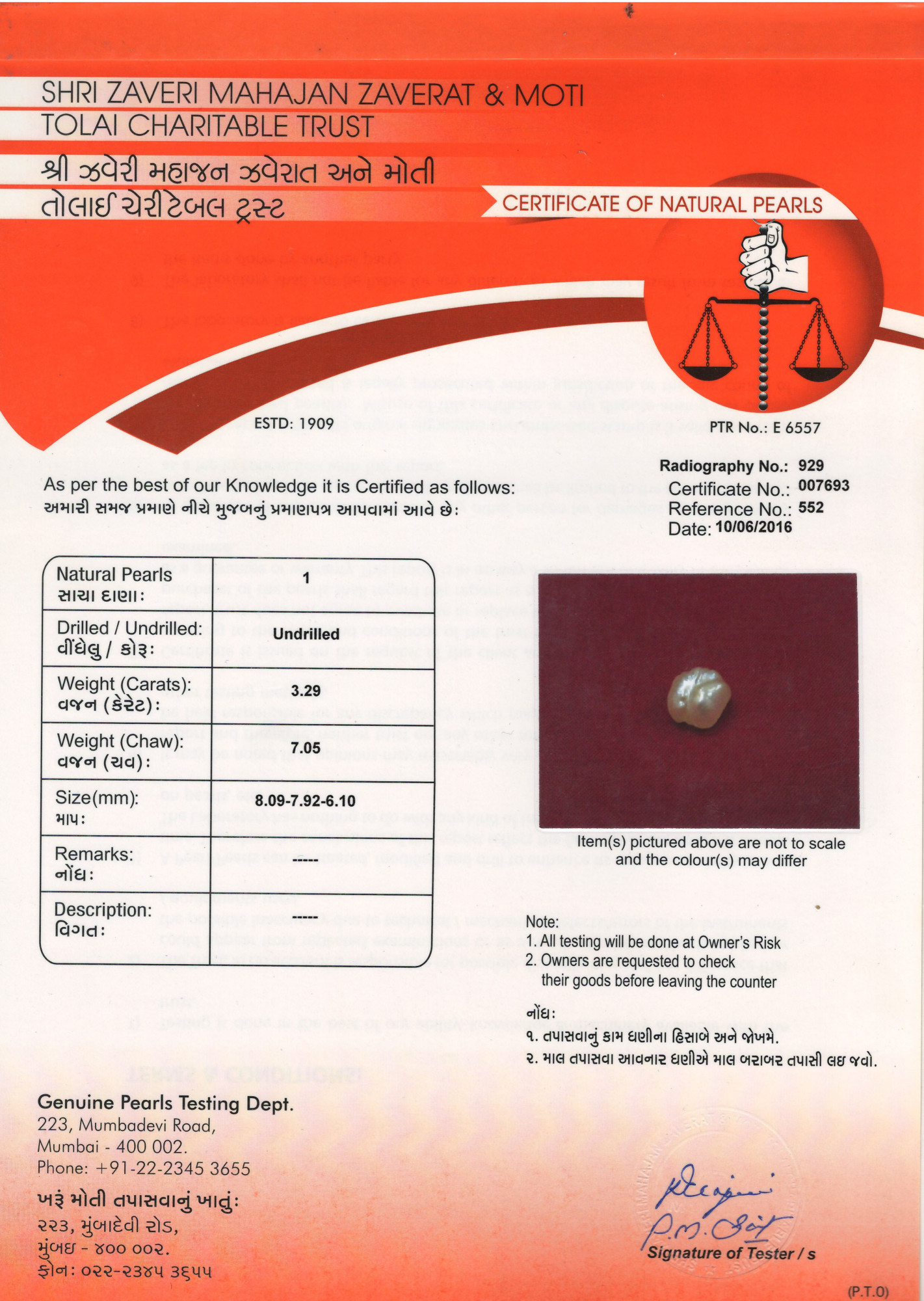 Basra Pearl - 3.29 Carat